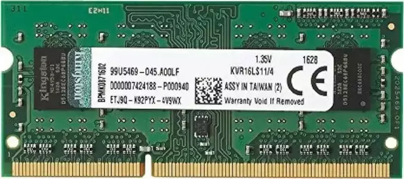 Оперативная память KINGSTON SODIMM DDR3L 4GB 1600MHz (KVR16LS11/4WP)