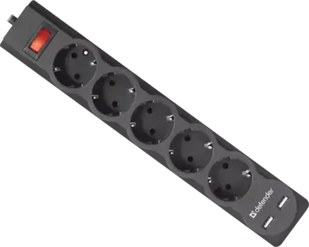 Сетевой фильтр DEFENDER DFS 751 1,8м Black (99751)