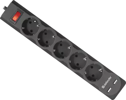 Сетевой фильтр DEFENDER DFS 755 5,0м Black (99755)