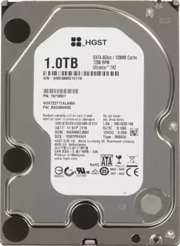 Внутренний HDD диск WD Ultrastar DC HA210 1TB, SATA3, 3.5" (HUS722T1TALA604)
