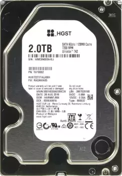 Внутренний HDD диск WD Ultrastar DC HA210 2TB, SATA3, 3.5" (HUS722T2TALA604)