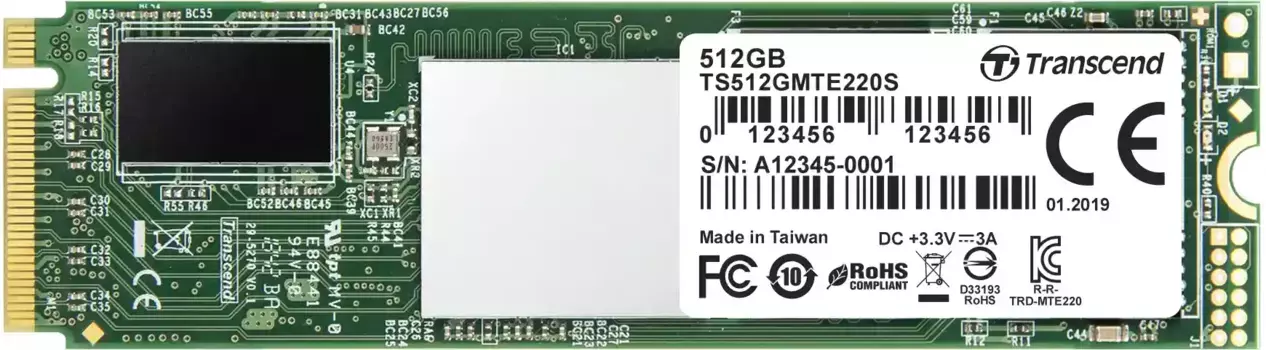 Внутренний SSD диск TRANSCEND 512GB, M.2 (TS512GMTE220S)