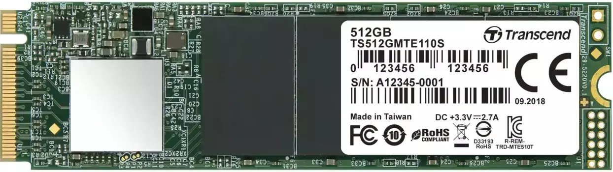 Внутренний SSD диск TRANSCEND 512GB, M.2 (TS512GMTE110S)