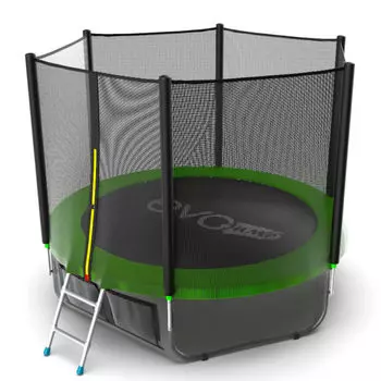 Батут с внешней сеткой и лестницей EVO JUMP External 8ft (Green) + нижняя сеть