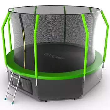 Батут с внутренней сеткой и лестницей EVO JUMP Cosmo 12ft (Green) + нижняя сеть