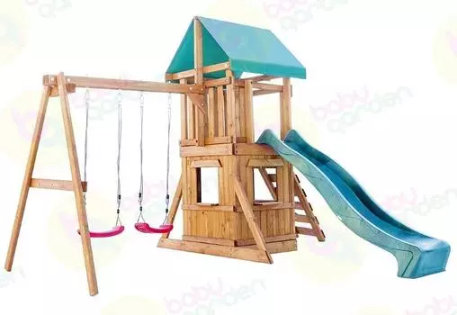 Игровая площадка Babygarden с закрытым домиком, скалолазкой и горкой 2.4м