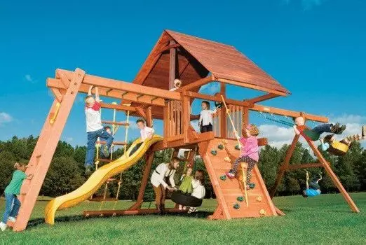 Игровая площадка Woodplay Castle Combo III с деревянной крышей