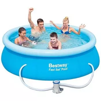 Бассейн с надувным бортом 244 х 66см, с фильтр-насосом, 57268