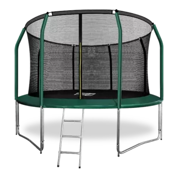 Батут премиум с внутренней сеткой и лестницей ARLAND 12FT (Dark Green)