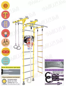 Детский спортивный комплекс Midzumi Niji Ton Basketball Shield лимонный пай