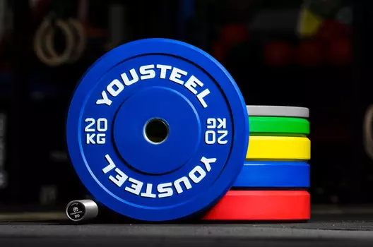 Диски для штанги каучуковые Yousteel синий 20 кг