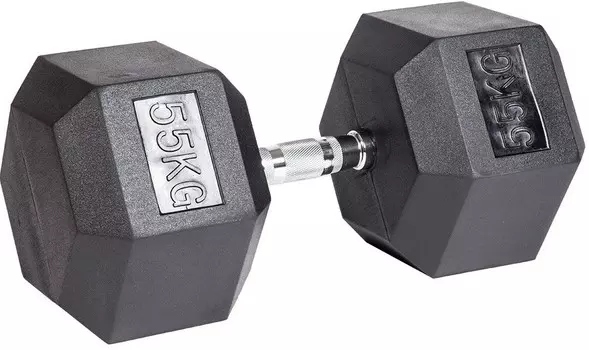 Гантель гексагональная обрезиненная ZSO, 55 кг