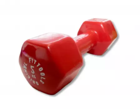 Гантель Original Fittools в виниловой оболочке 5 кг (Цвет - красный)