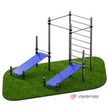 Комплекс из 2 скамеек для пресса и трех турников ARMS ARWOK020.4