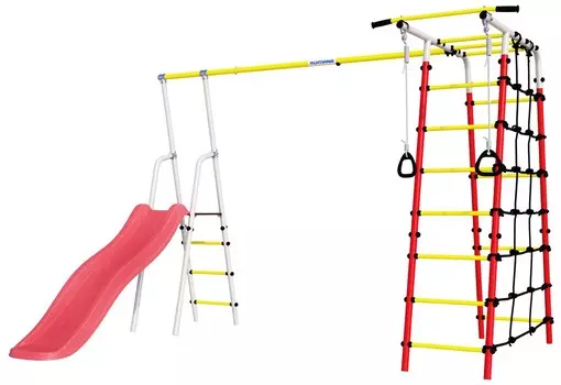 Спортивно-игровой комплекс ROMANA Богатырь Плюс 2 БЕЗ КАЧЕЛЕЙ 103.12.05 NEW (белый,красный,желтый)