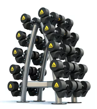 Стойка для гантелей Ziva двусторонняя на 10 пар ST Perfomance серая