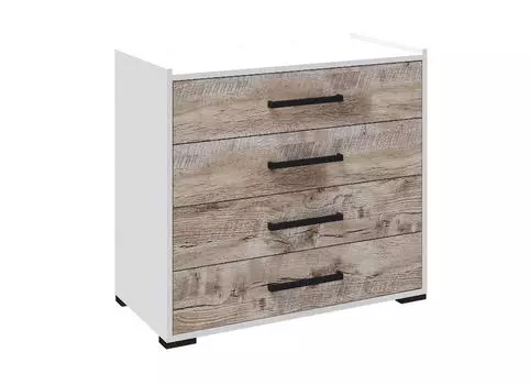 Комод Соната - Дуб юкон + ЛДСП Белый с тиснением Древеные поры