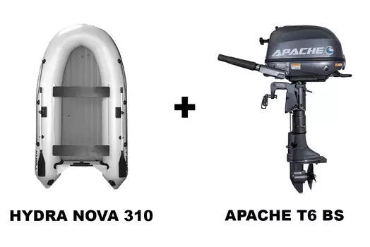 Лодка ПВХ HYDRA Nova 310 «Оптима 1200» + 2х-тактный лодочный мотор APACHE T6 BS