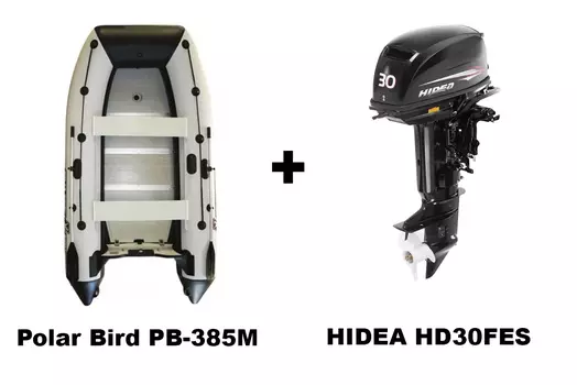 Лодка ПВХ POLAR BIRD PB-385M New Merlin (Кречет) + 2х-тактный лодочный мотор HIDEA HD30FES