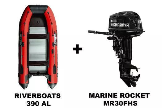 Лодка ПВХ RIVERBOATS 390 AL + 2х-тактный лодочный мотор MARINE ROCKET MR30FHS