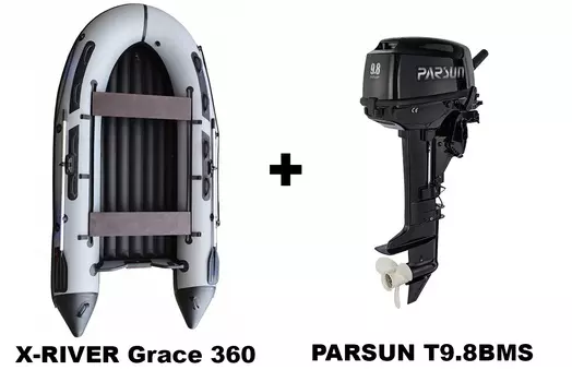 Лодка ПВХ X-RIVER Grace 360 + 2х-тактный лодочный мотор PARSUN T9.8BMS