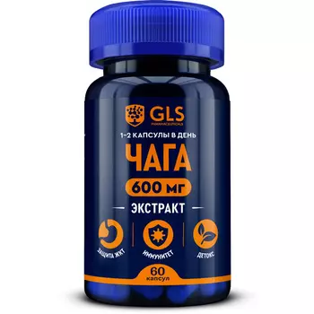 Чага экстракт и бета каротин, для желудочно-кишечного тракта, детокс, 60 капсул