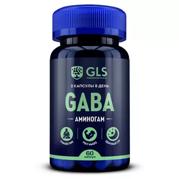 GABA (ГАМК / гамма-аминомасляная кислота, с глицином, магнием и витамином В6), 60 капсул