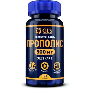 Экстракт Прополиса с витамином С, для иммунитета и нормализации микрофлоры, 60 капсул