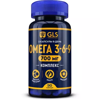 Омега 3 6 9 (рыбий жир, льняное масло), 90 капсул
