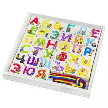 ALATOYS Шнуровка-бусы ТРИ КОТА Азбука