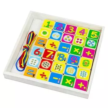 Aalatoys Шнуровка-бусы ТРИ КОТА Цифры