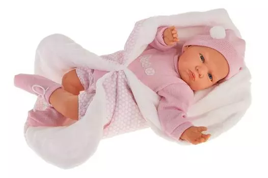 Antonio Juan 1954P Кукла Эдурне в розовом,озвученная (детский лепет), 52 см