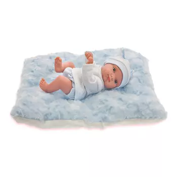 Antonio Juan 3903B Кукла Пепито мальчик, на голубом одеялке, 21 см