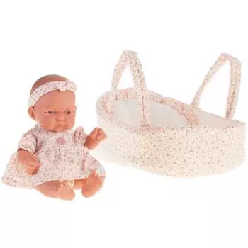 Antonio Juan Кукла-младенец Вера в розовой люльке, 26 см