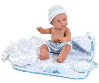 Arias Пупс Elegance с одеяльцем и голубой одеждой, 33 см