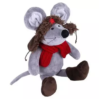 AURORA Мышь в ушанке мягкая игрушка, 36 см