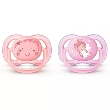 Avent Philips Пустышка Ultra Air Ангел силиконовая, ортодонтическая, 0-6 месяцев, 2 штуки