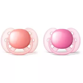 Avent Philips Соска-пустышка силиконовая ортодонтическая, 6-18 месяцев, 2 штуки, цвет розовый