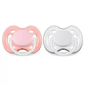 Avent Пустышка 0-6 мес, 2 шт., розовый/белый
