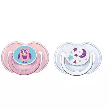 Avent Пустышка Classic 0-6 мес, 2 шт, сова/месяц звезды