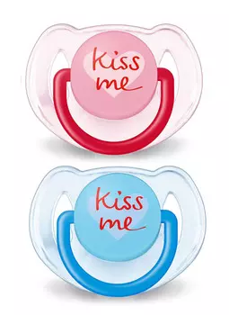 Avent Пустышка "Kiss me" силиконовая, 6-18 месяцев, 2 штуки