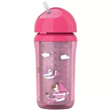 Avent Термочашка-поильник с трубочкой, 260 мл, розовая