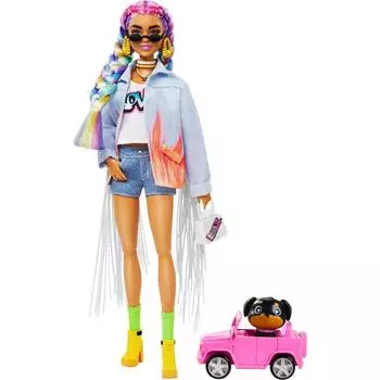 Barbie Кукла Экстра с радужными косичками