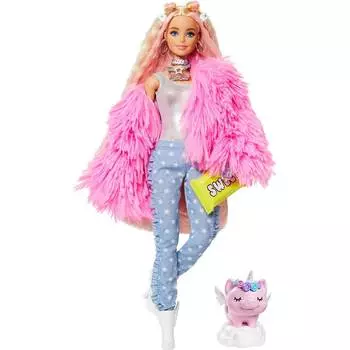 Barbie Кукла Экстра в розовой куртке