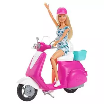 Barbie Кукла на розовом скутере