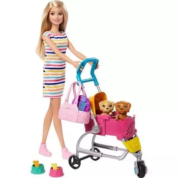Barbie Кукла с щенком в коляске, 29 см