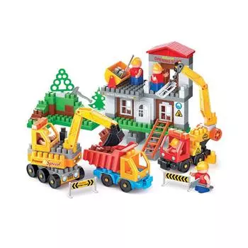 Bauer Конструктор Стройка "Строительная площадка с автокраном, грузовиком и бульдозером" 662