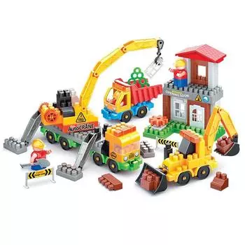 Bauer Конструктор Стройка "Строительная площадка с автокраном, грузовиком и трактором" 661