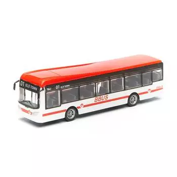Bburago Городской автобус "Long City Bus", 1:43, Красный-Белый