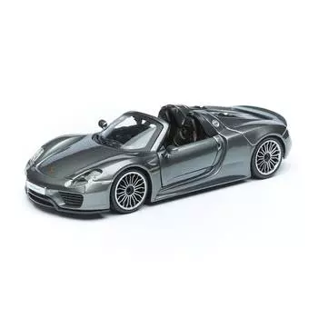 Bburago Коллекционная машинка 1:24 Porsche 918 Spyder, 18-21076, серый металлик